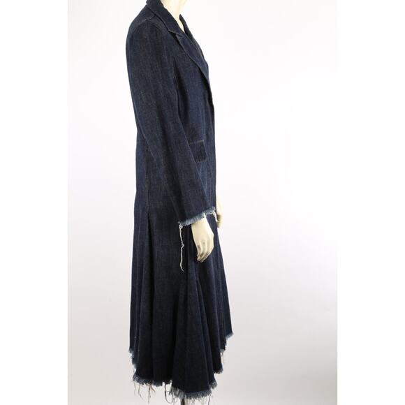 MARQUES ALMEIDA Navy Denim Collared Belted Long Trench Coat Size XS - Picture 3 of 16